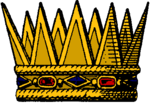 The Crown of the Hakims of Bahrain (left) is an heraldic ancient crown of eight points, five being visible. The Royal Crown (right), used by the emirs and kings of Bahrain, adds smaller points between the larger ones.