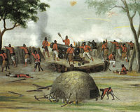 48-фунтовое орудие времён Парагвайской войны в битве при Курупайти (1866). Картина Кандидо Лопеса