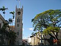 View of the west wing of the Barbados Parliament Building from National Heroes Square.