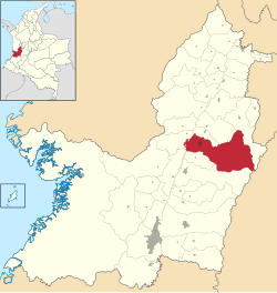Vị trí của khu tự quản Tuluá trong tỉnh Valle del Cauca
