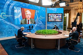Генеральный секретарь ООН Антониу Гутерриш на Международном саммите по климату (апрель 2021 года)