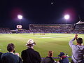 Similar view of the East Stand, in the foreground Eoin Morgan has just brought up his century with the winning runs.