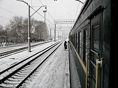 Snow in late April at Nazyvayevsk station, Siberia