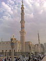 Minaret van de Moskee van de Profeet in Medina, Saoedi-Arabië.