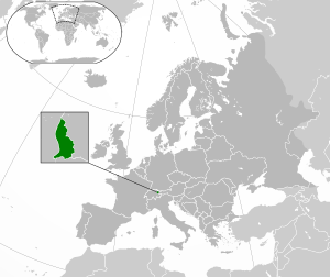 Лихтенштейн на карте Европы