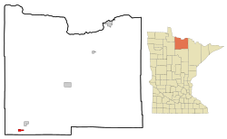 Location of the city of Northome within Koochiching County, Minnesota
