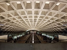 Coffered ceiling typical of stations on the Washington Metro (Washington, DC)
