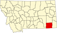 Map of Montana highlighting Powder River County