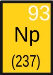 Symbole du neptunium avec numéro atomique.