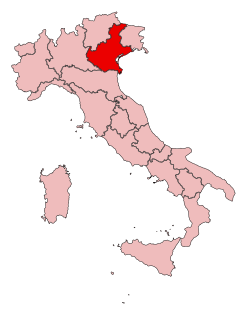 Veneto régió elhelyezkedése