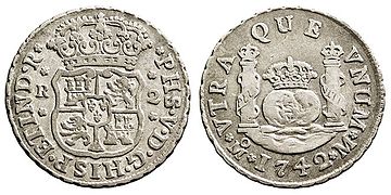 Dos reales de Felipe V, México, 1742.