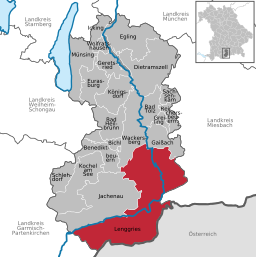Läget för Lenggries i Landkreis Bad Tölz-Wolfratshausen