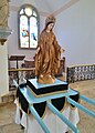 Guidel : chapelle de Locmaria, brancard de procession utilisé le jour du pardon et statue de la Vierge Marie.