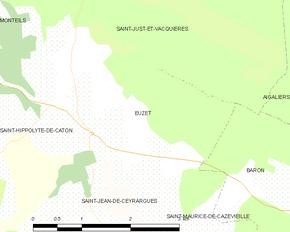Poziția localității Euzet