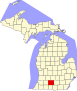 Harta statului Michigan indicând comitatul Calhoun