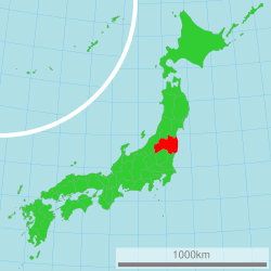 Vị trí tỉnh Fukushima trên bản đồ Nhật Bản.