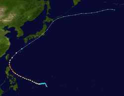 颱風紅霞的路徑圖