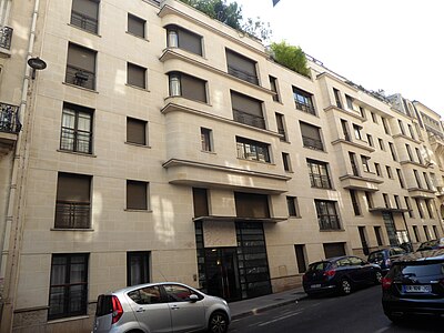 Rue Henri Heine no. 3-5 in Paris by J.J. Ory (2001), a neo-Art Deco building[165]