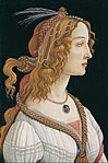 Portret mlade ženske, morda Simonetta Vespucci, 1484. Rimska vgravirana gema na njeni ogrlici je bila last Lorenza de’ Medici.