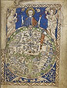 Mapamundi con Jerusalén en el centro, Salterio Latino, siglo XIII-XV.