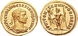 Áureo de Diocleciano (r. 284–305) emitido em Cízico ca. 286-287