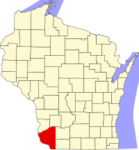 グラント郡の位置を示したウィスコンシン州の地図