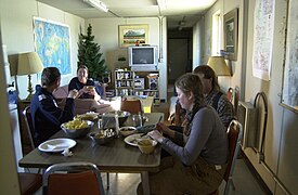 Flight crews and field scientists stock up on fuel and hot food at Marble Point (2004)