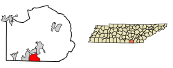 Location of New Hope in Marion County, Tennessee.