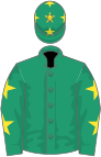 Emerald green, yellow stars on sleeves and cap