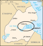 Ligging van Tadjourah en de Golf van Tadjourah