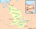 Bratsk en mapa del río Yeniséi