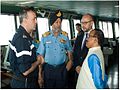 Goa Chief Minister Laxmikant Parsekar and Vice Admiral SPS Cheema onboard FNS Charles De Gaulle