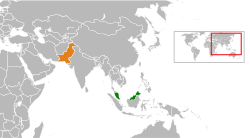 Map indicating locations of Malaysia and Pakistan