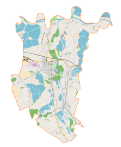 Mapa konturowa gminy Zator, w centrum znajduje się punkt z opisem „Zator”