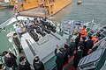 Anping-class offshore patrol vessel onboard multi-barrel Zhenhai rocket system.