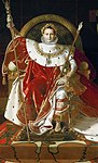 Napoleon I pe Tronul Său Imperial; de Jean Auguste Dominique Ingres; 1806; ulei pe pânză; 2,62 x 1,62 m; Muzeul Armatei (Paris)[17]