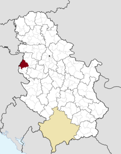 Vendndodhja e qytetit të Loznicës brenda Serbisë