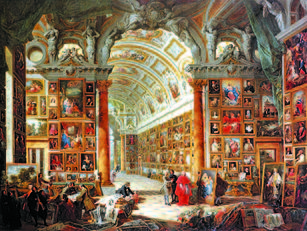 Giovanni Paolo Pannini, Interior of a Picture Gallery with the Collection of Cardinal Silvio Valenti Gonzaga, 1740
