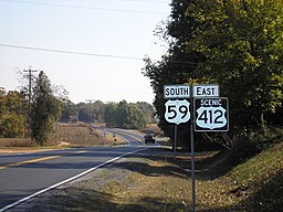 Landsvägen US 412 nära Kansas, Oklahoma.