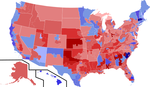 Results shaded by winners share of vote