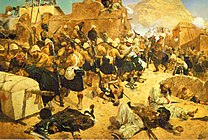 第二次アフガン戦争でカンダハールを攻略するイギリス陸軍第92歩兵連隊「ゴードン・ハイランダー」（英語版）を描いたリチャード・ケートン・ウッドヴィル Jr.の絵画