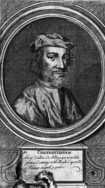A képen IV. Konstantinként van feltüntetve III. helyett, ugyanis a kép készültekor, a 16. században, még Konstantin pikt királyt (Causantín mac Fergusa) is a skót királyok közé sorolták.