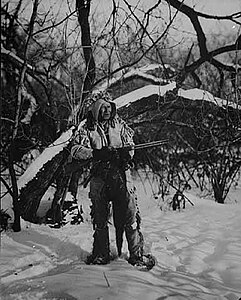 Ojibwe hunter in winter 1908