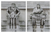 ジェイコブ・エプスタイン作『Day and Night』1928年。ロンドン地下鉄本社のために製作された彫刻