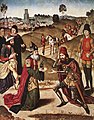 Ábrahám és Melchizadek találkozása (1462-65; részlet az Utolsó vacsora c. oltárképről)