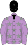 Mauve, grey stars, mauve sleeves, grey stars, black cap