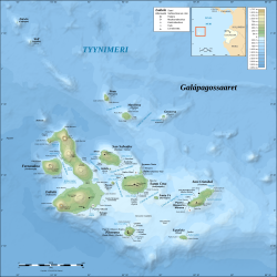 Galápagossaarten topografinen kartta.