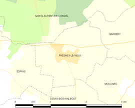 Mapa obce Fresney-le-Vieux