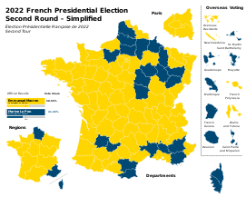 Simplified 2022 French presidential election's second round map