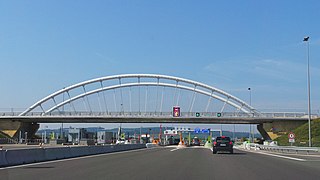 Barrière de péage de Thillois à l'extrémité Ouest de l'A344.